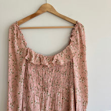 Load image into Gallery viewer, Reformation Morris Floral Print Long Sleeve Smocked Dress Pink 10
