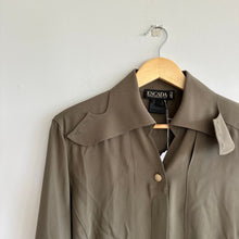 Load image into Gallery viewer, Vintage ESCADA Margaretha Ley Silk Padded Shoulder Shirt Blouse Olive
