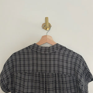 Madewell Central Thompson Plaid Tulip Hem Shirt Dress Black 2XS