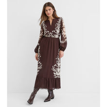 Load image into Gallery viewer, LOFT Roasted Walnut Floral Garland Flounce Maxi Pocket Dress Brown M
