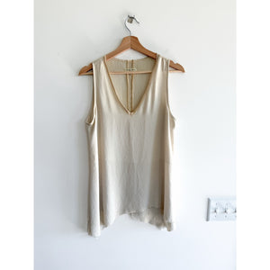Rag & Bone Sleeveless V-Neck High Low Hem Raw Edge Tank Top Cream L