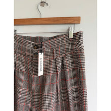 Load image into Gallery viewer, Commense Plaid Pattern High Rise Wide Leg Pants Brown Red L NWT
