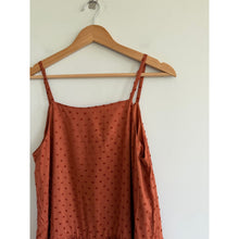 Load image into Gallery viewer, Loft Swiss Dot Cami Swing Scoop Neck Mini Dress Orange M NWT
