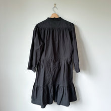 Load image into Gallery viewer, Trovata Birds of Paradis Yulia Tiered Ruffle Neck Long Sleeve Shirt Dress Black
