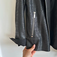 Load image into Gallery viewer, Lafayette 148 Anasophia Leather Metallic Jacket in Black Metal L
