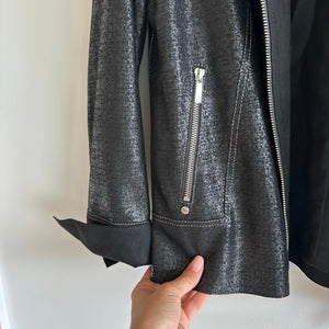 Lafayette 148 Anasophia Leather Metallic Jacket in Black Metal L