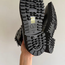 Load image into Gallery viewer, Valentino Garavani Rockstud Leather Slip-On Combat Boots Black 39 NEW
