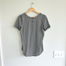 Load image into Gallery viewer, Lululemon Love Tee V-Neck Short Sleeve Top Modern Stripe Heathered Black White 6
