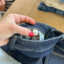 Load image into Gallery viewer, Oliver Logan Russel Denim High Waist Slit Hem Flared Jeans Blue 27
