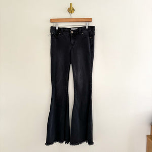 Free People Raw Hem Flared Jeans Black 28