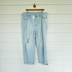 Madewell The Slouchy Boyjean Distressed Straight Jeans Wrightlane Wash 33 NWT