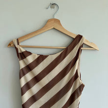 Load image into Gallery viewer, Anthropologie 4SI3NNA Sleeveless Mesh Twist Striped Off Shoulder Top Brown S
