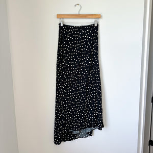 Free People Thats A Wrap High Rise Polka Dot Maxi Skirt Black White S