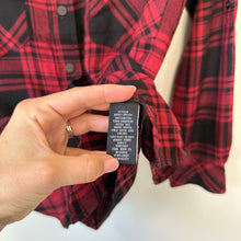 Load image into Gallery viewer, Sanctuary Plaid Snap Front Long Sleeve Shirt Red Black S
