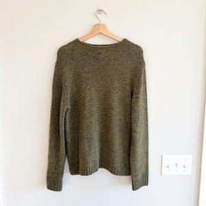Allude Wool-Cashmere Blend Crew Neck Long Sleeve Knit Pullover Sweater Green