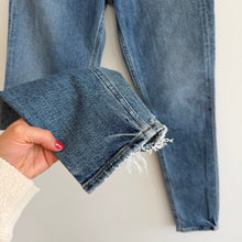 Load image into Gallery viewer, AGOLDE Nico High Rise Distressed Hem Button-Fly Denim Skinny Jeans Blue 25
