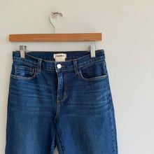 Load image into Gallery viewer, L'Agence Sada High Rise Raw Hem Denim Cropped Slim Jeans Blue 25
