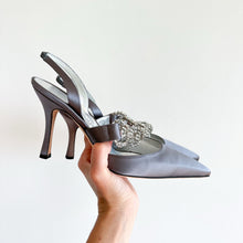 Load image into Gallery viewer, Manolo Blahnik Lurum Satin Crystal Embellished Pumps Gray 38.5
