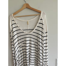 Load image into Gallery viewer, Free People Sunset Park Oversized Thermal Waffle Knit Top  White Black M

