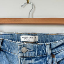 Load image into Gallery viewer, Abercrombie &amp; Fitch The 90's Straight Ultra High Rise Distressed Jeans Blue 28
