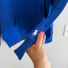 Load image into Gallery viewer, Polo Ralph Lauren USA American Flag Patch Fleece Hoodie Sweatshirt Royal Blue XL
