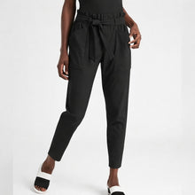 Load image into Gallery viewer, Athleta Skyline II Stretch Belted Tie Waist Wide Leg Pants Black 6
