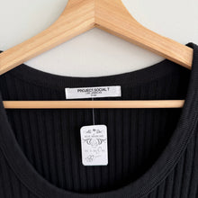 Load image into Gallery viewer, Project Social T What's The Scoop Washed Rib Long Sleeve Top Black L NWT
