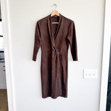 Load image into Gallery viewer, J. McLaughlin Lilian Faux Suede Twist Front 3/4 Sleeve Sheath Dress Brown XS

