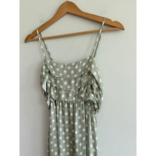 Load image into Gallery viewer, Anthropologie Polka Dot Layered Ruffles Sleeveless Maxi Dress Green S NWT
