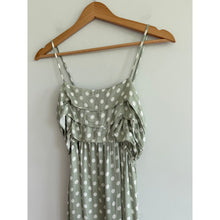 Load image into Gallery viewer, Anthropologie Polka Dot Layered Ruffles Sleeveless Maxi Dress Green S NWT
