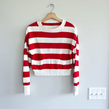 Load image into Gallery viewer, Express Knit Cropped Striped Sweater Red White XS
