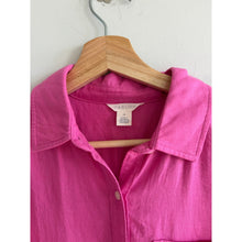 Load image into Gallery viewer, Caslon Linen Blend Long Sleeve Button Up Shirt Pink XS
