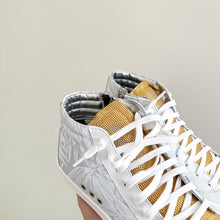 Load image into Gallery viewer, P448 Palm High Top Lace Up Round Toe Sneakers White/Gold 37
