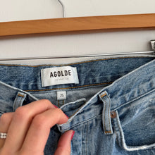 Load image into Gallery viewer, AGOLDE 90's Mid Rise Loose Fit Distressed Straight Leg Jeans Blue Wash 25
