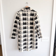 Load image into Gallery viewer, Baciano Plaid Pattern Double-Breasted Mid-Length Teddy Boucle Coat Black White M
