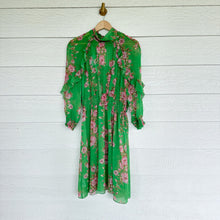 Load image into Gallery viewer, Pinko Accumoli Abito Chiffon Floral Ruffle 3/4 Sleeve Dress Green 10
