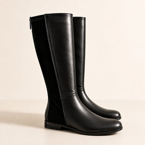 Aquatalia Leather Zip Up Round Toe Knee High Casual Boots Black 8.5