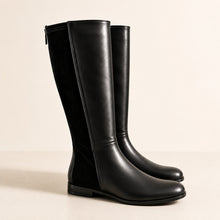Load image into Gallery viewer, Aquatalia Leather Zip Up Round Toe Knee High Casual Boots Black 8.5
