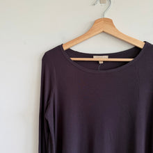 Load image into Gallery viewer, Anthropologie Bordeaux Ribbed Pleated Back Long Sleeve Blouse Purple S NWT
