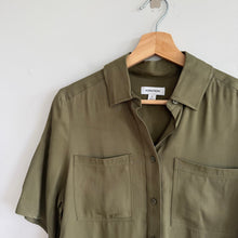 Load image into Gallery viewer, Nordstrom Short Sleeve Button Up Shirt Olive Burnt XS NWT
