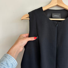 Load image into Gallery viewer, Akris Wool Zip-Front Sleeveless Crew Neck Peplum Mini Sheath Dress Black 10
