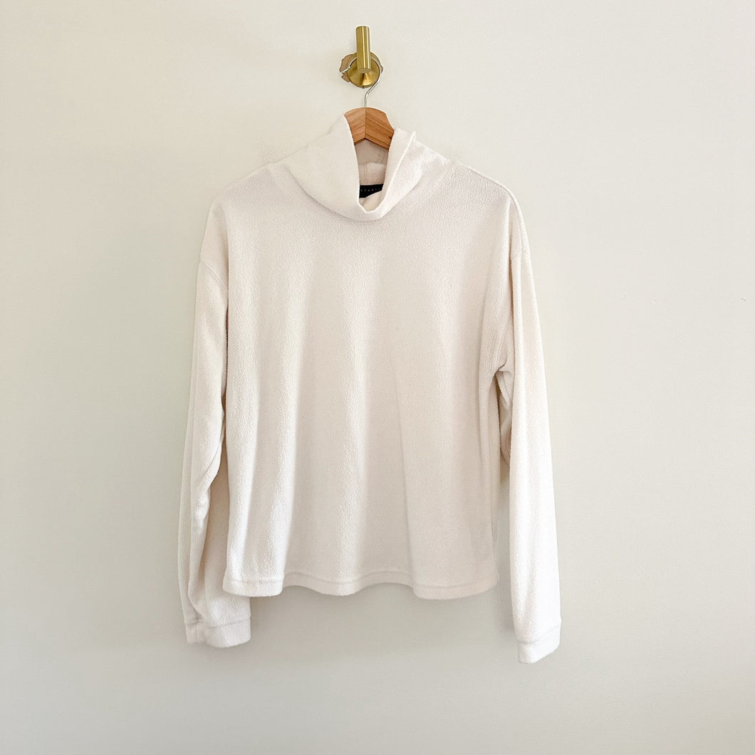 Sanctuary Kyla Mock Neck Fleece Pullover Sweater Ivory S