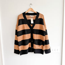 Load image into Gallery viewer, John &amp; Jenn Phillie Striped Button Front Casual Cardigan Walnut Stripe M NWT
