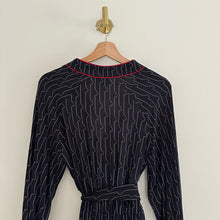 Load image into Gallery viewer, OTTOD'AME Patterned Long Sleeve V-Neck Midi Dress Navy 6
