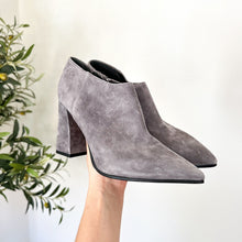 Load image into Gallery viewer, Marc Fisher Jayla Block Heel Suede Pointed-Toe Bootie Gray 8.5
