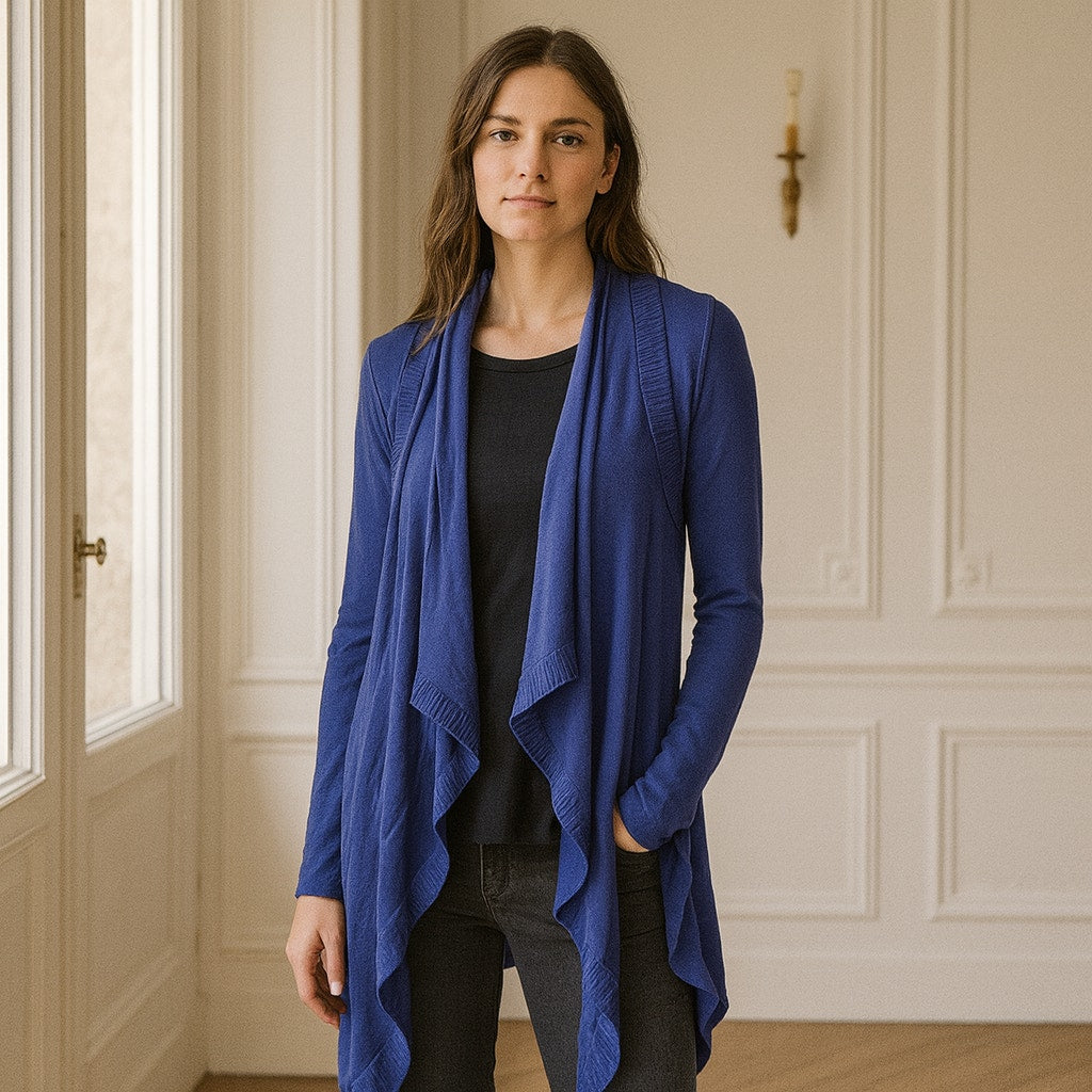 Lululemon Express Yourself Wrap Cashmere Blend Cardigan Sweater Blue 4