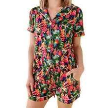 Load image into Gallery viewer, Bums &amp; Roses Parrot-ise Found Collar Shirt &amp; Short Set Red L NWT
