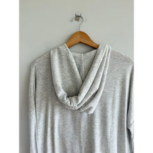 Load image into Gallery viewer, Athleta Purana Wrap Draped Long Sleeve Pullover Tulip Hem Sweatshirt Gray XS
