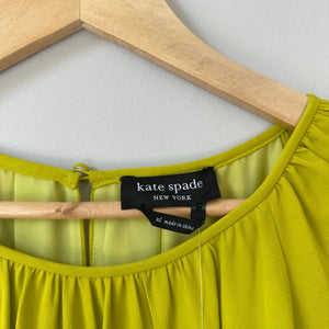Kate Spade Smocked Silk Georgette Mini Dress Green/Yellow XL NWT