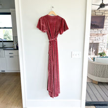 Load image into Gallery viewer, Baltic Born Andi Ribbed Velvet Short Sleeve Maxi Wrap Dress Dark Rose S
